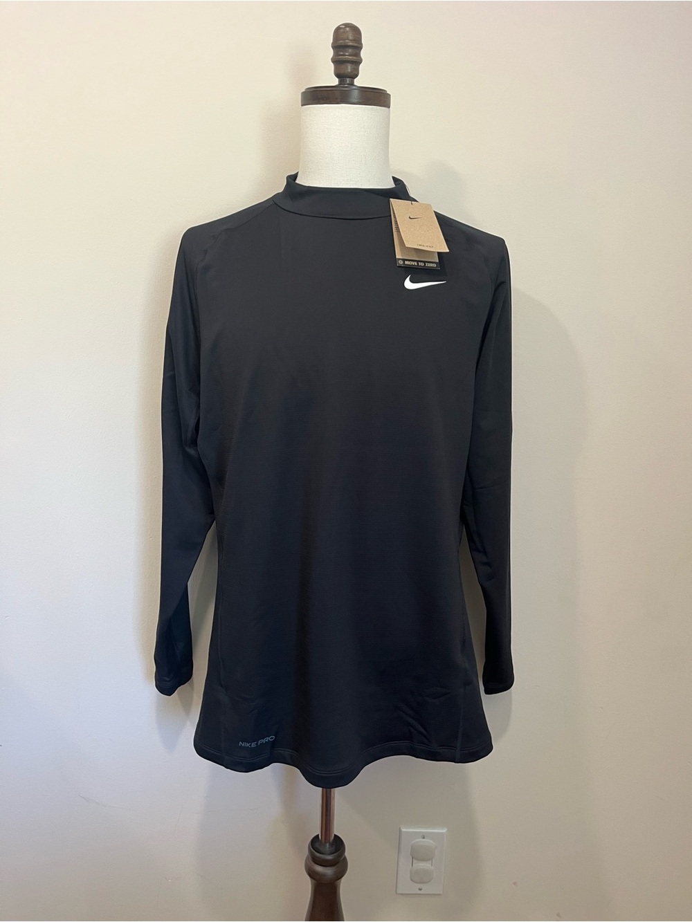 NWT Nike Pro Men's Long-Sleeve Mock-Neck Top XL Black